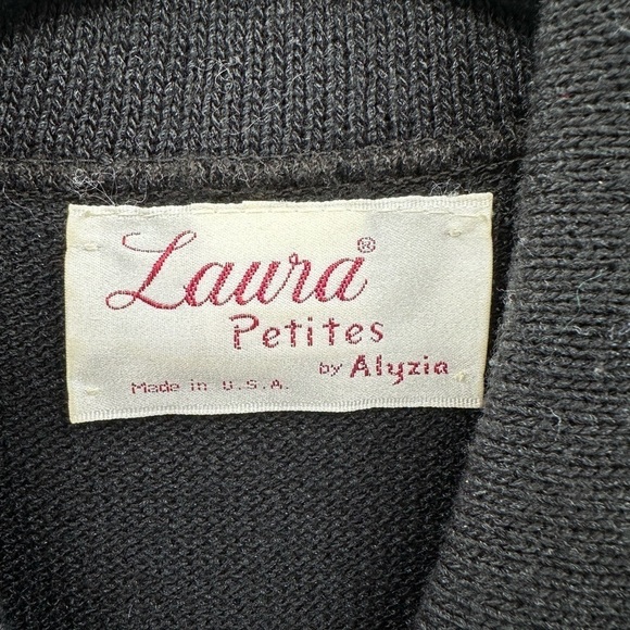 Laura petites vintage black gold button quiet luxury classic sweater blazer SM - Picture 4 of 8